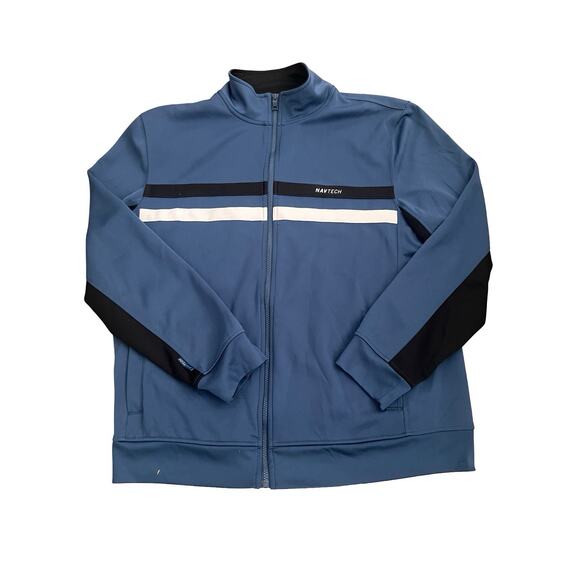 Nautica Navtech Men’s Full Zip Jacket XL Blue Black Stripe Track Athletic Casual - Picture 1 of 10